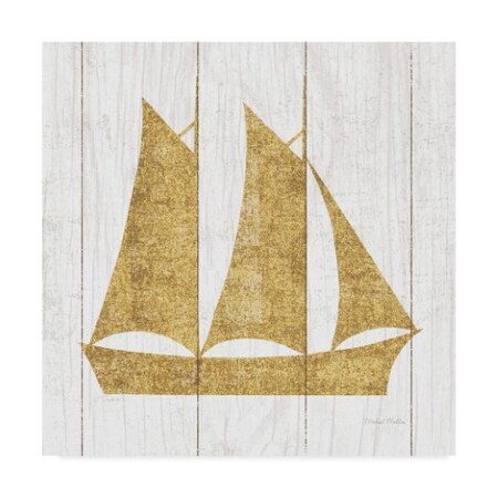Trademark Fine Art Michael Mullan 'Beachscape V Boat Gold Neutral' Canvas Art, 24x24 WAP08545-C2424GG